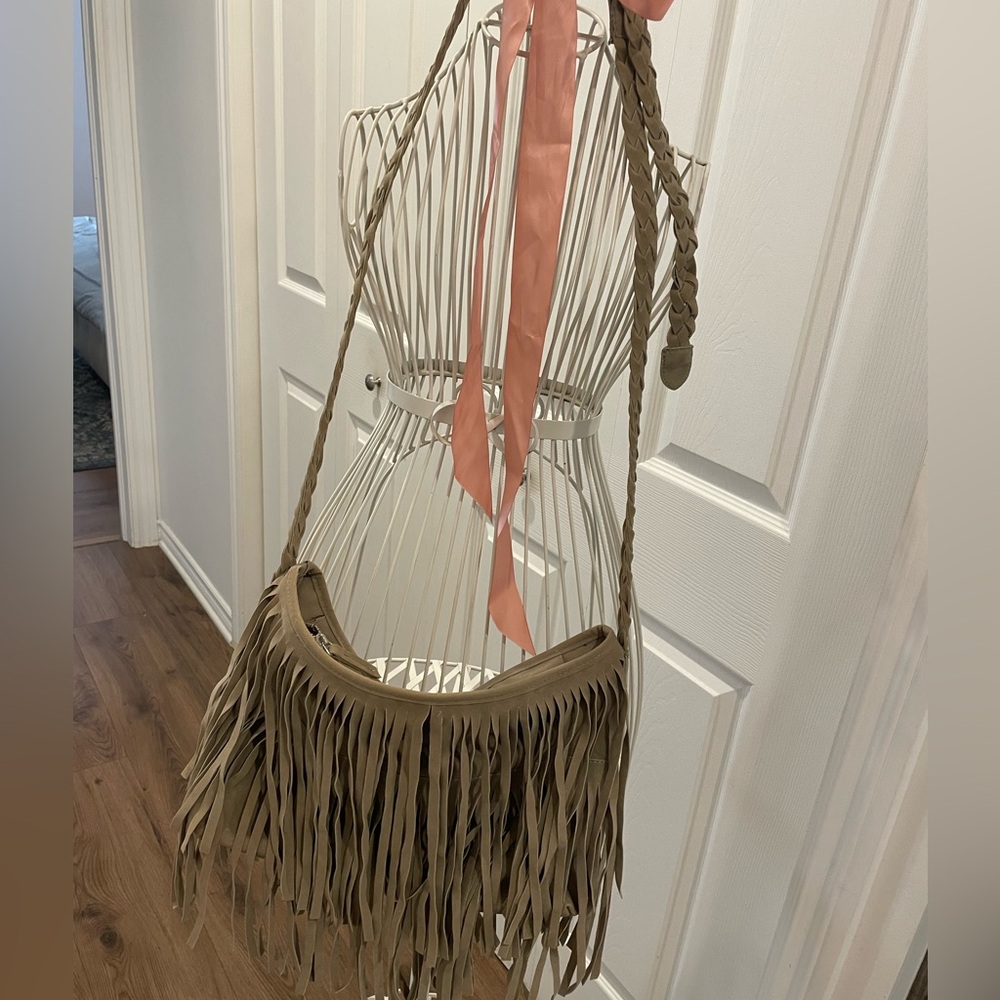 Fringed Tan Shoulder Bag